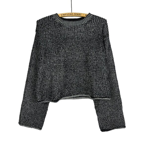 H&M Loose Fit Knit Sweater Black Melange Fall Size Small - Picture 1 of 6